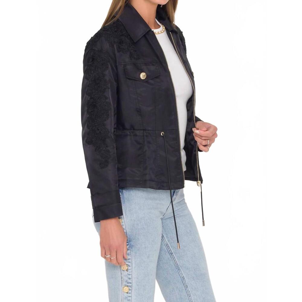 NEW GENERATION LOVE janice lace combo parka jacket in black - Picture 4 of 4